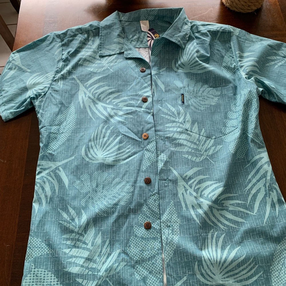Men's Teal Tropical Print Shirt